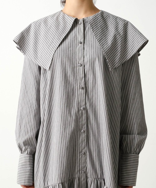 forksy.】ビッグカラーボリューム袖ティアードワンピース forksy