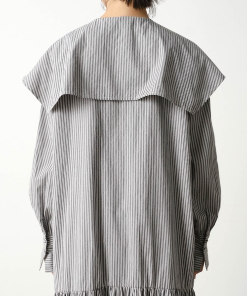 forksy.】ビッグカラーボリューム袖ティアードワンピース forksy