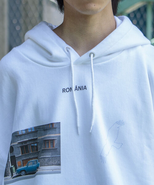 GLOSTER（グロスター）の「【GLOSTER/グロスター】TRIPPY グラフィックパーカーフォト ビッグシルエット（パーカー・メンズ・グレー/オフホワイト・M/L）」の6枚目の写真