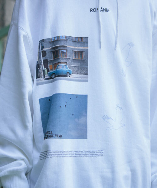 GLOSTER（グロスター）の「【GLOSTER/グロスター】TRIPPY グラフィックパーカーフォト ビッグシルエット（パーカー・メンズ・グレー/オフホワイト・M/L）」の3枚目の写真