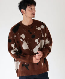 B:MING by BEAMS / 5ゲージ スプラッシュ クルーネックニット