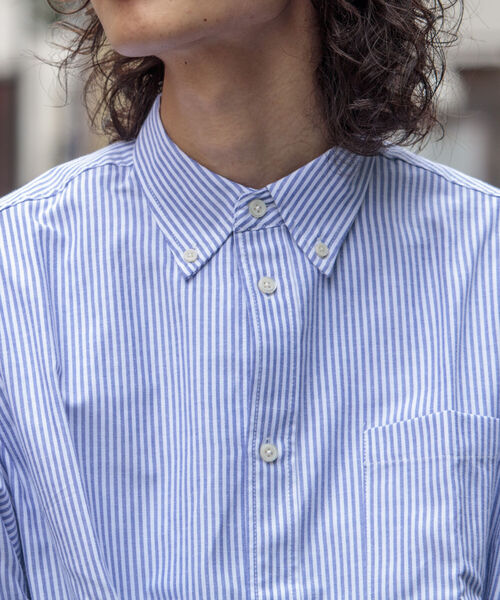 GLOSTER(グロスター)の「【GLOSTER/グロスター】オックスオーバーシャツ ボタンダウンストライプシャツ(シャツ/ブラウス・メンズ・グレー系その他/ベージュ系その他/グリーン系その他/ブルー系その他・S/M/L)」の6枚目の写真