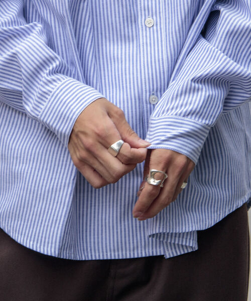 GLOSTER(グロスター)の「【GLOSTER/グロスター】オックスオーバーシャツ ボタンダウンストライプシャツ(シャツ/ブラウス・メンズ・グレー系その他/ベージュ系その他/グリーン系その他/ブルー系その他・S/M/L)」の7枚目の写真