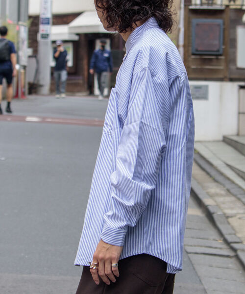 GLOSTER(グロスター)の「【GLOSTER/グロスター】オックスオーバーシャツ ボタンダウンストライプシャツ(シャツ/ブラウス・メンズ・グレー系その他/ベージュ系その他/グリーン系その他/ブルー系その他・S/M/L)」の8枚目の写真