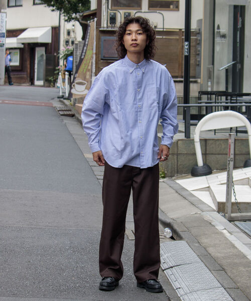 GLOSTER(グロスター)の「【GLOSTER/グロスター】オックスオーバーシャツ ボタンダウンストライプシャツ(シャツ/ブラウス・メンズ・グレー系その他/ベージュ系その他/グリーン系その他/ブルー系その他・S/M/L)」の12枚目の写真