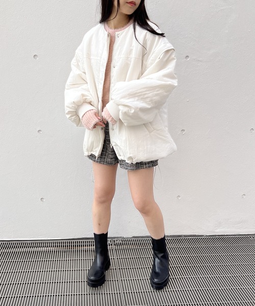 one way（ワンウェイ）の「マルチウェイ/スヌード付き/フェイクダウンコート（ダウンジャケット/コート・レディース・ホワイト/ブラック・FREE）」の5枚目の写真