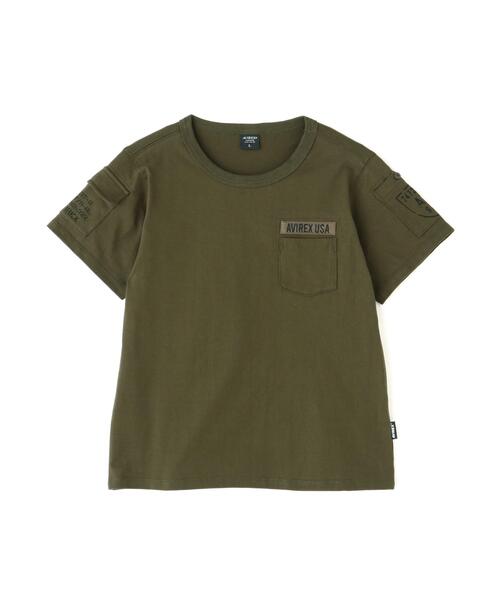AVIREX(アヴィレックス)の「【KID'S/キッズ】S/S FATIGUE T-SHIRT / 半袖 ファティーグ Tシャツ / AVIREX / アヴィレックス(Tシャツ/カットソー・キッズ・オリーブ系/ネイビー/その他3/ブラック/ホワイト・S/L/M)」の4枚目の写真