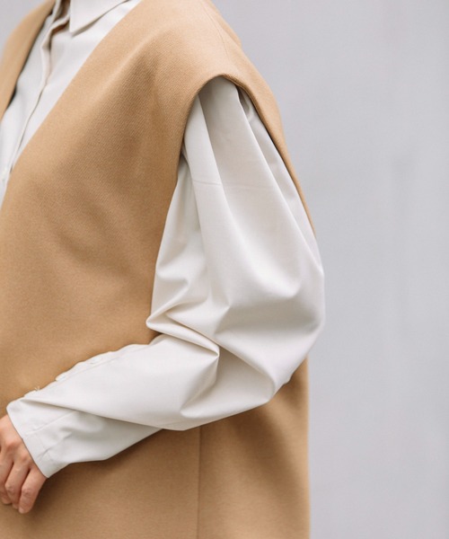 Munich（ミューニック）の「ナノヒーティングダブルクロスＶネックジレ（ベスト・レディース・ブラック/キャメル/グレイッシュベージュ・FREE）」の9枚目の写真