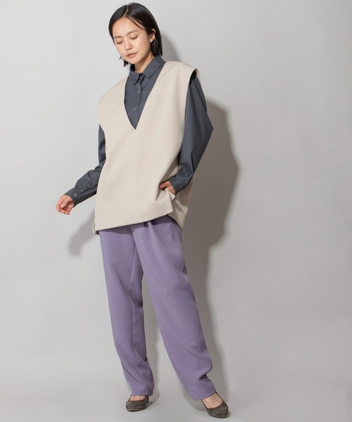 Munich（ミューニック）の「ナノヒーティングダブルクロスＶネックジレ（ベスト・レディース・ブラック/キャメル/グレイッシュベージュ・FREE）」の13枚目の写真