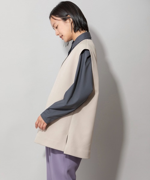 Munich（ミューニック）の「ナノヒーティングダブルクロスＶネックジレ（ベスト・レディース・ブラック/キャメル/グレイッシュベージュ・FREE）」の18枚目の写真