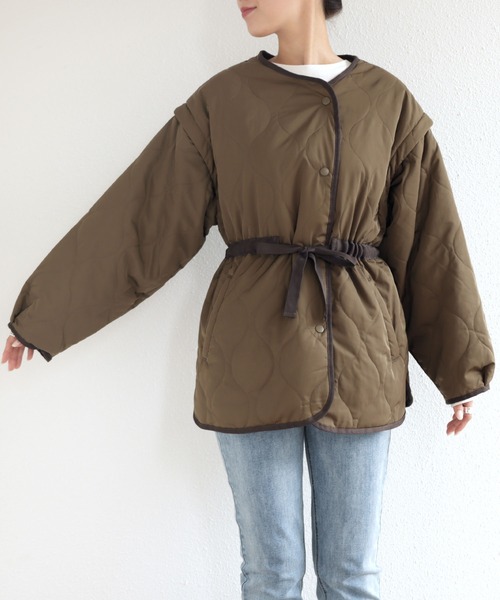 セール】2wayキルティングジャケット（ノーカラージャケット