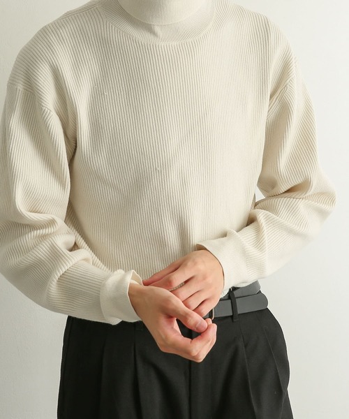 SENSE OF PLACE by URBAN RESEARCH（センスオブプレイスバイアーバンリサーチ）の「『イージーケア』リブハイネックセーター（ニット/セーター・メンズ・オリーブ/ブラック/アイボリー・MEDIUM/LARGE）」の4枚目の写真