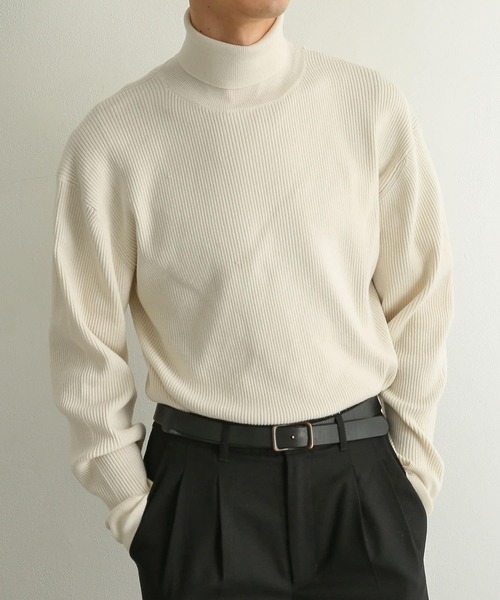 SENSE OF PLACE by URBAN RESEARCH（センスオブプレイスバイアーバンリサーチ）の「『イージーケア』リブハイネックセーター（ニット/セーター・メンズ・オリーブ/ブラック/アイボリー・MEDIUM/LARGE）」の5枚目の写真