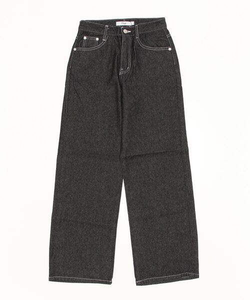 Flugge(フラッジー)の「white stitch wide denim/ホワイトステッチワイドデニム(デニムパンツ・レディース・ブラック/ワンウォッシュ・SMALL/MEDIUM)」の16枚目の写真
