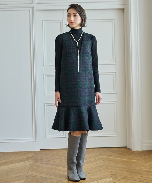 ANAYI ループチェックジャンパースカート　36 ANAYI（アナイ）の「ループチェックジャンパースカート（スカート