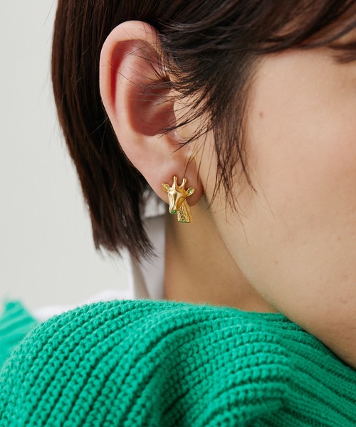 ear PAPILLONNER(イアパピヨネ)の「【WEB限定】アニマルボールキャッチピアス(ピアス(両耳用)・レディース・ダークグリーン/バイオレット/ホワイト/ホワイト系その他・FREE)」の20枚目の写真