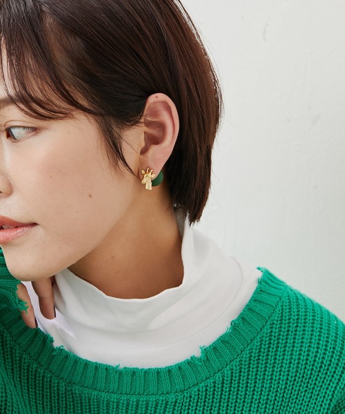 ear PAPILLONNER(イアパピヨネ)の「【WEB限定】アニマルボールキャッチピアス(ピアス(両耳用)・レディース・ダークグリーン/バイオレット/ホワイト/ホワイト系その他・FREE)」の21枚目の写真