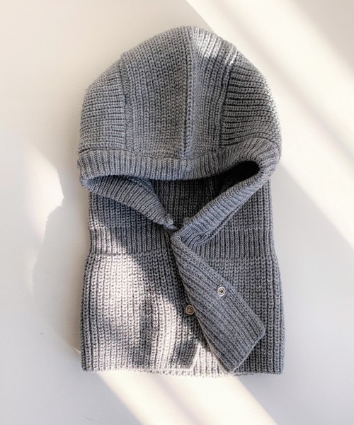 Q（キュー）の「バラクラバスナップフーディー（ネックウォーマー/スヌード・レディース・チャコールグレー/ベージュ・ONE SIZE）」の7枚目の写真