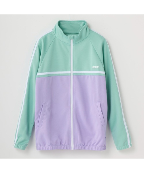 repipi armario(レピピ アルマリオ)の「repipi armario/レピピアルマリオ キッズ 切替 ライン ジップアップ ハイネック ジャージ スポーツウェア(ブルゾン・キッズ・ブラック/ミント/ピンク/サックスブルー・150cm/160cm/140cm/170cm)」の2枚目の写真