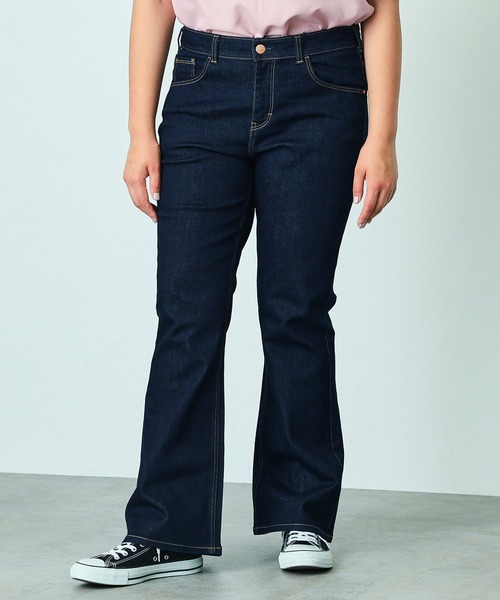 大きいサイズ】C17 ブーツカットデニムパンツ【プラスサイズ