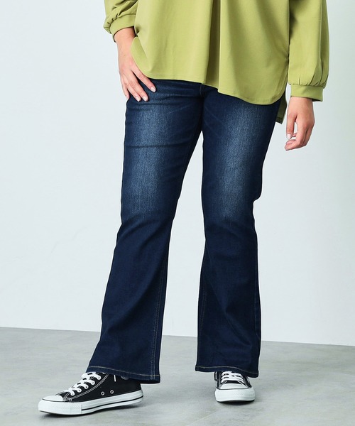 大きいサイズ】C17 ブーツカットデニムパンツ【プラスサイズ