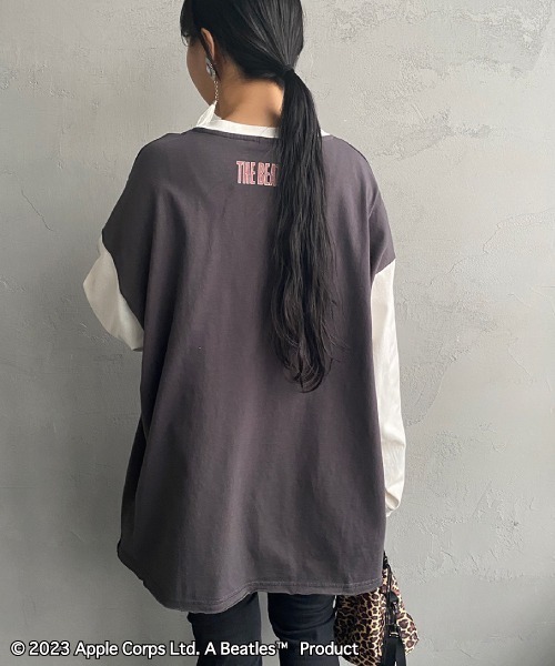 The Beatles（ザビートルズ）の「【WEB限定】[THE BEATLES/ザ ビートルズ] 配色デザイン フォトプリントロンT（Tシャツ/カットソー・レディース・チャコールグレー/ライトグレー・M/L/XL）」の19枚目の写真