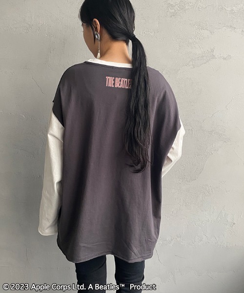 The Beatles（ザビートルズ）の「【WEB限定】[THE BEATLES/ザ ビートルズ] 配色デザイン フォトプリントロンT（Tシャツ/カットソー・レディース・チャコールグレー/ライトグレー・M/L/XL）」の16枚目の写真