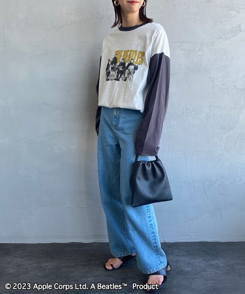 The Beatles（ザビートルズ）の「【WEB限定】[THE BEATLES/ザ ビートルズ] 配色デザイン フォトプリントロンT（Tシャツ/カットソー・レディース・チャコールグレー/ライトグレー・M/L/XL）」の9枚目の写真