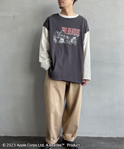 The Beatles（ザビートルズ）の「【WEB限定】[THE BEATLES/ザ ビートルズ] 配色デザイン フォトプリントロンT（Tシャツ/カットソー・レディース・チャコールグレー/ライトグレー・M/L/XL）」の8枚目の写真
