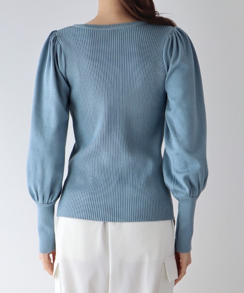 BLUEEAST（ブルーイースト）の「ボリュームスリーブ2WAYリブニット（ニット/セーター・レディース・パープル/ブラック/ブルー/オフホワイト・MEDIUM）」の20枚目の写真