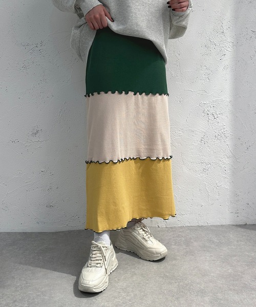 apres jour mignon(アプレジュールミニョン)の「切り替えメロースカート【ZOZOTOWN限定アイテム】(スカート・レディース・グリーン系その他/ブルー系その他/オレンジ系その他・X-LARGE/MEDIUM/SMALL)」の5枚目の写真