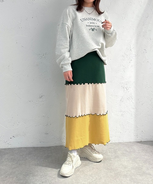 apres jour mignon(アプレジュールミニョン)の「切り替えメロースカート【ZOZOTOWN限定アイテム】(スカート・レディース・グリーン系その他/ブルー系その他/オレンジ系その他・X-LARGE/MEDIUM/SMALL)」の7枚目の写真