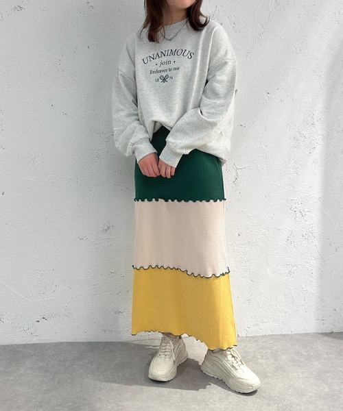 apres jour mignon(アプレジュールミニョン)の「切り替えメロースカート【ZOZOTOWN限定アイテム】(スカート・レディース・グリーン系その他/ブルー系その他/オレンジ系その他・X-LARGE/MEDIUM/SMALL)」の8枚目の写真