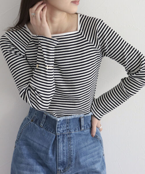 fredy emue（フレディエミュ）の「テレコボーダースクエアネックプルオーバー（Tシャツ/カットソー・レディース・ブルー系その他/ホワイト系その他/パープル系その他・38）」の14枚目の写真