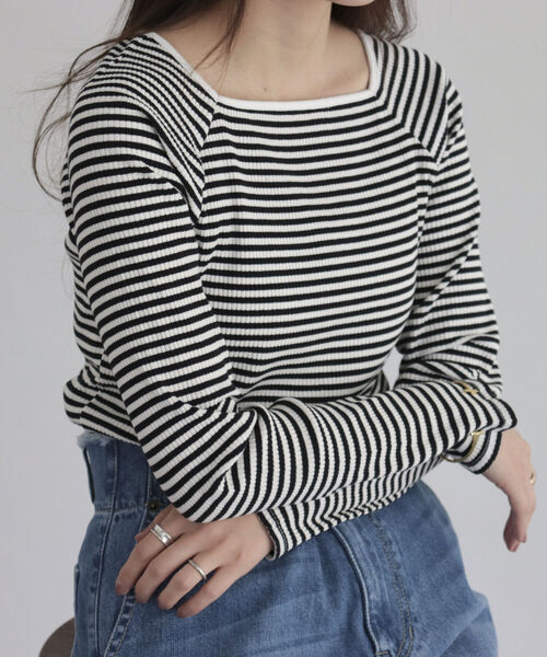 fredy emue（フレディエミュ）の「テレコボーダースクエアネックプルオーバー（Tシャツ/カットソー・レディース・ブルー系その他/ホワイト系その他/パープル系その他・38）」の21枚目の写真