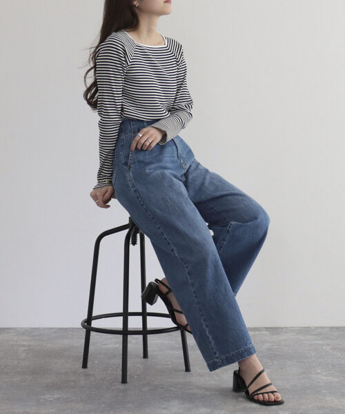 fredy emue（フレディエミュ）の「テレコボーダースクエアネックプルオーバー（Tシャツ/カットソー・レディース・ブルー系その他/ホワイト系その他/パープル系その他・38）」の7枚目の写真