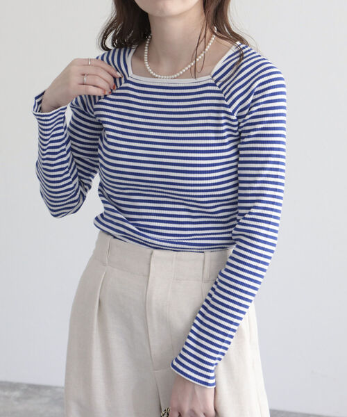 fredy emue（フレディエミュ）の「テレコボーダースクエアネックプルオーバー（Tシャツ/カットソー・レディース・ブルー系その他/ホワイト系その他/パープル系その他・38）」の18枚目の写真