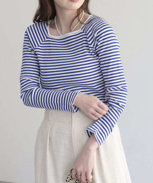 fredy emue（フレディエミュ）の「テレコボーダースクエアネックプルオーバー（Tシャツ/カットソー・レディース・ブルー系その他/ホワイト系その他/パープル系その他・38）」の15枚目の写真