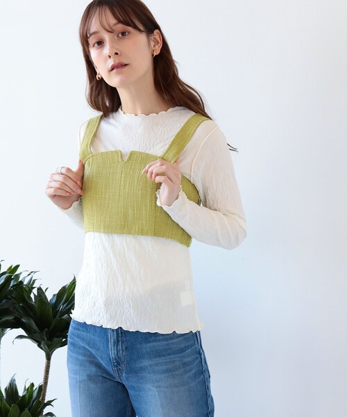 Ray BEAMS（レイビームス）の「Ray BEAMS / サマー ツイード ビスチェ（タンクトップ・レディース・ライトブルー/グリーン系その他3・0/1）」の4枚目の写真