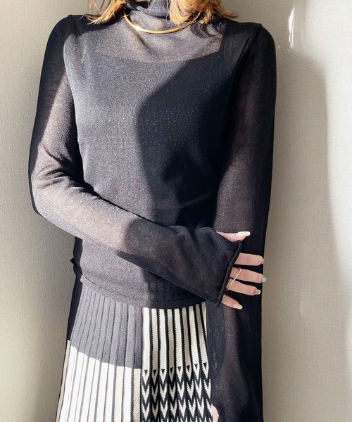 Reurie'(レウリィ)の「【ZOZO限定】ラメニットシアートップス(ニット/セーター・レディース・ブラウン/ブラック/ベージュ・FREE)」の15枚目の写真