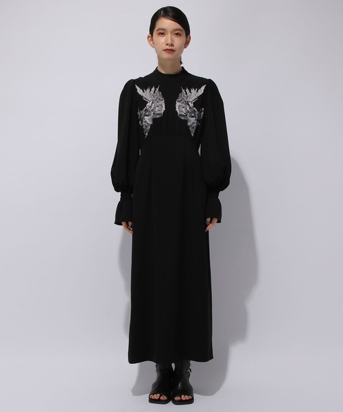 ✨美品✨ハレ　フラワーストレートワンピース(HARE)黒 HARE（ハレ）の「フラワーストレートワンピース(HARE