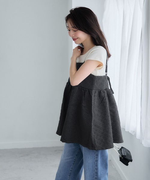 coca(coca)(コカ)の「\新色登場/上品エンボスキャミソール(キャミソール・レディース・ブラック/ベージュ/ブルー・M/L)」の12枚目の写真