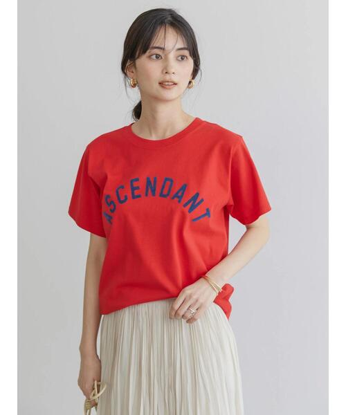AMERICAN HOLIC(アメリカンホリック)の「フロッキーアソートロゴカット半袖プルオーバー(Tシャツ/カットソー・レディース・ネイビー/レッド/アイボリー/グリーン・M/L)」の7枚目の写真