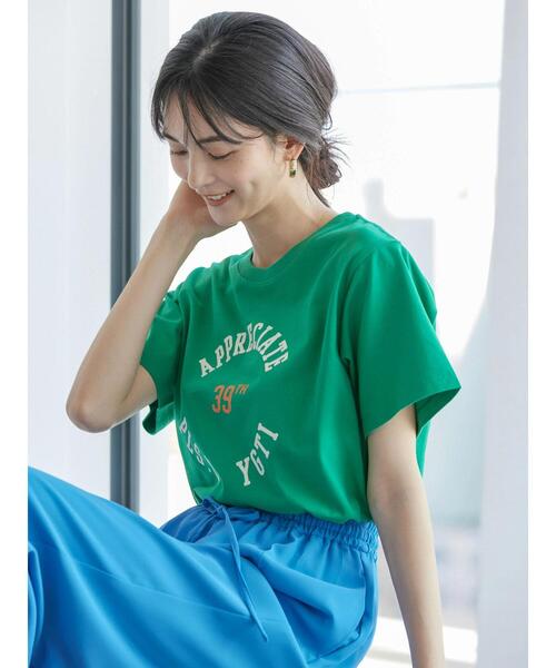 AMERICAN HOLIC(アメリカンホリック)の「フロッキーアソートロゴカット半袖プルオーバー(Tシャツ/カットソー・レディース・ネイビー/レッド/アイボリー/グリーン・M/L)」の16枚目の写真