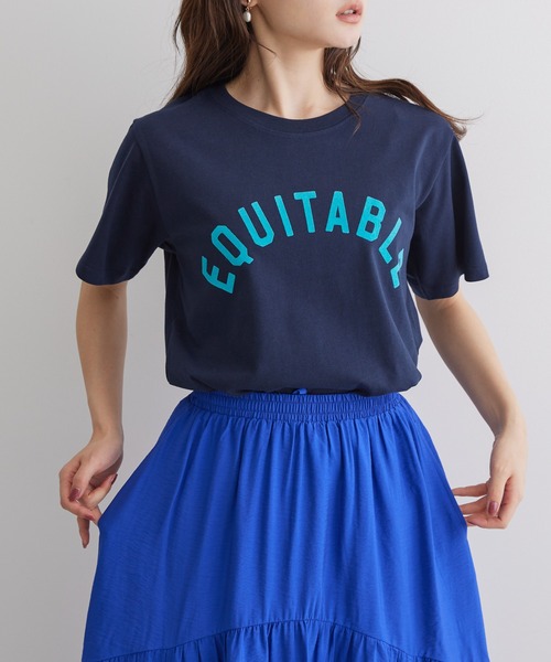 AMERICAN HOLIC(アメリカンホリック)の「フロッキーアソートロゴカット半袖プルオーバー(Tシャツ/カットソー・レディース・ネイビー/レッド/アイボリー/グリーン・M/L)」の3枚目の写真