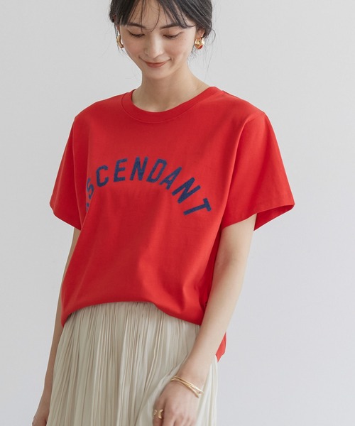AMERICAN HOLIC(アメリカンホリック)の「フロッキーアソートロゴカット半袖プルオーバー(Tシャツ/カットソー・レディース・ネイビー/レッド/アイボリー/グリーン・M/L)」の4枚目の写真