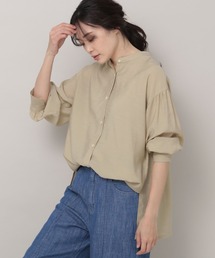 セミシアーバンドカラーシャツ