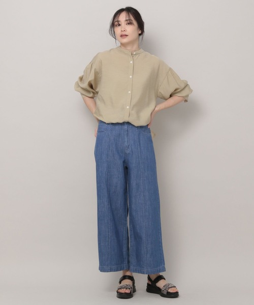 Elura（エルーラ）の「セミシアーバンドカラーシャツ（シャツ/ブラウス・レディース・ライトブルー/ピンク系その他/ベージュ・LARGE/MEDIUM）」の7枚目の写真