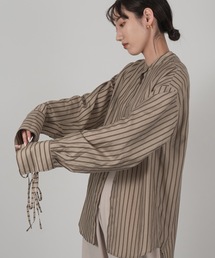 lawgy | ribbon cuffs stripe shirt(シャツ/ブラウス)