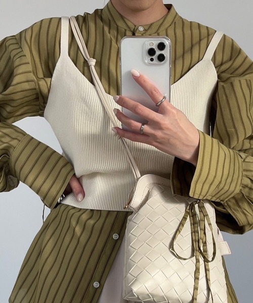 lawgy（ラウジー）の「ribbon cuffs stripe shirt（シャツ/ブラウス・レディース・ベージュ/グリーン/アイボリー・FREE）」の21枚目の写真